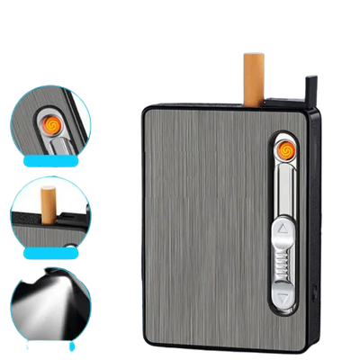 Портсигар із запальничкою USB та авто викидом сигарет (10шт.) 565678 фото
